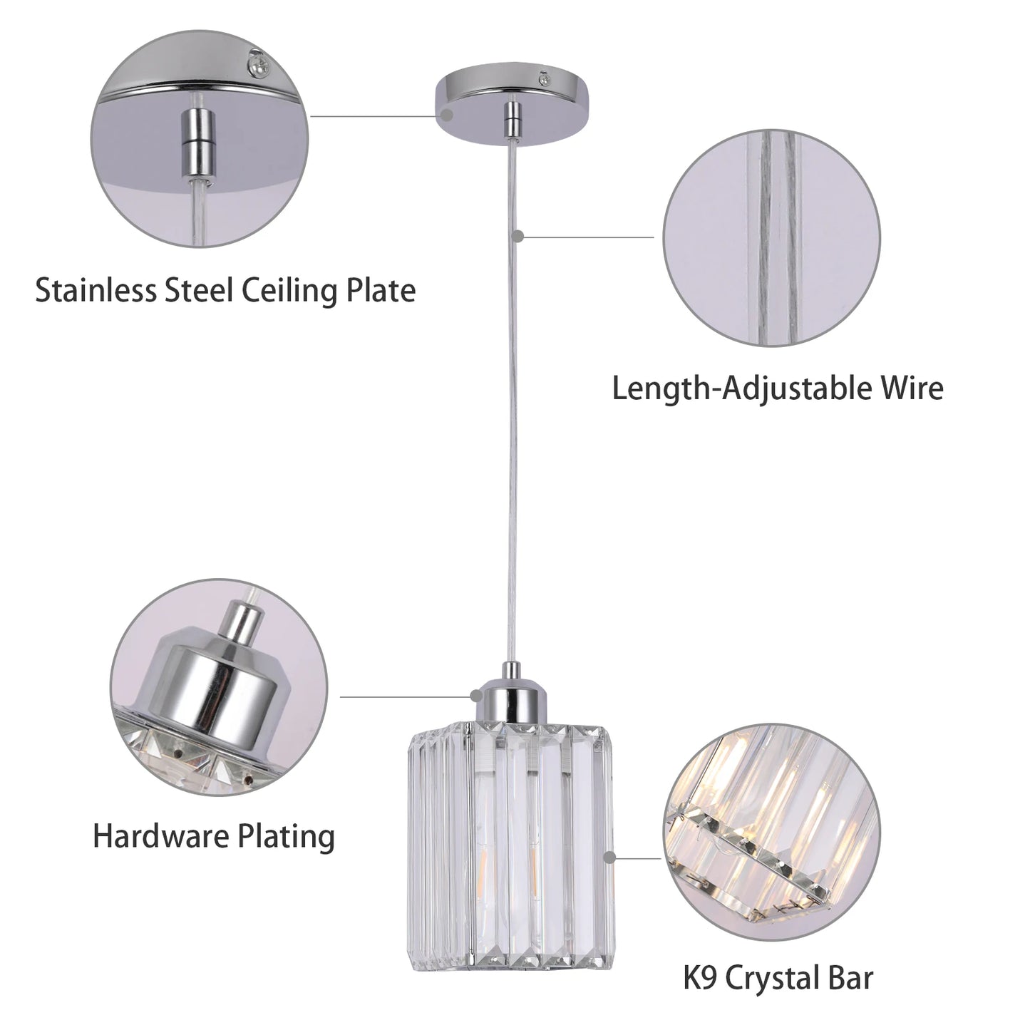 Modern Crystal Ceiling Lamp Glass Pendant Light Living Dining Room Nordic Chandelier Home Hotel Decor Luminaire Bright Fixture
