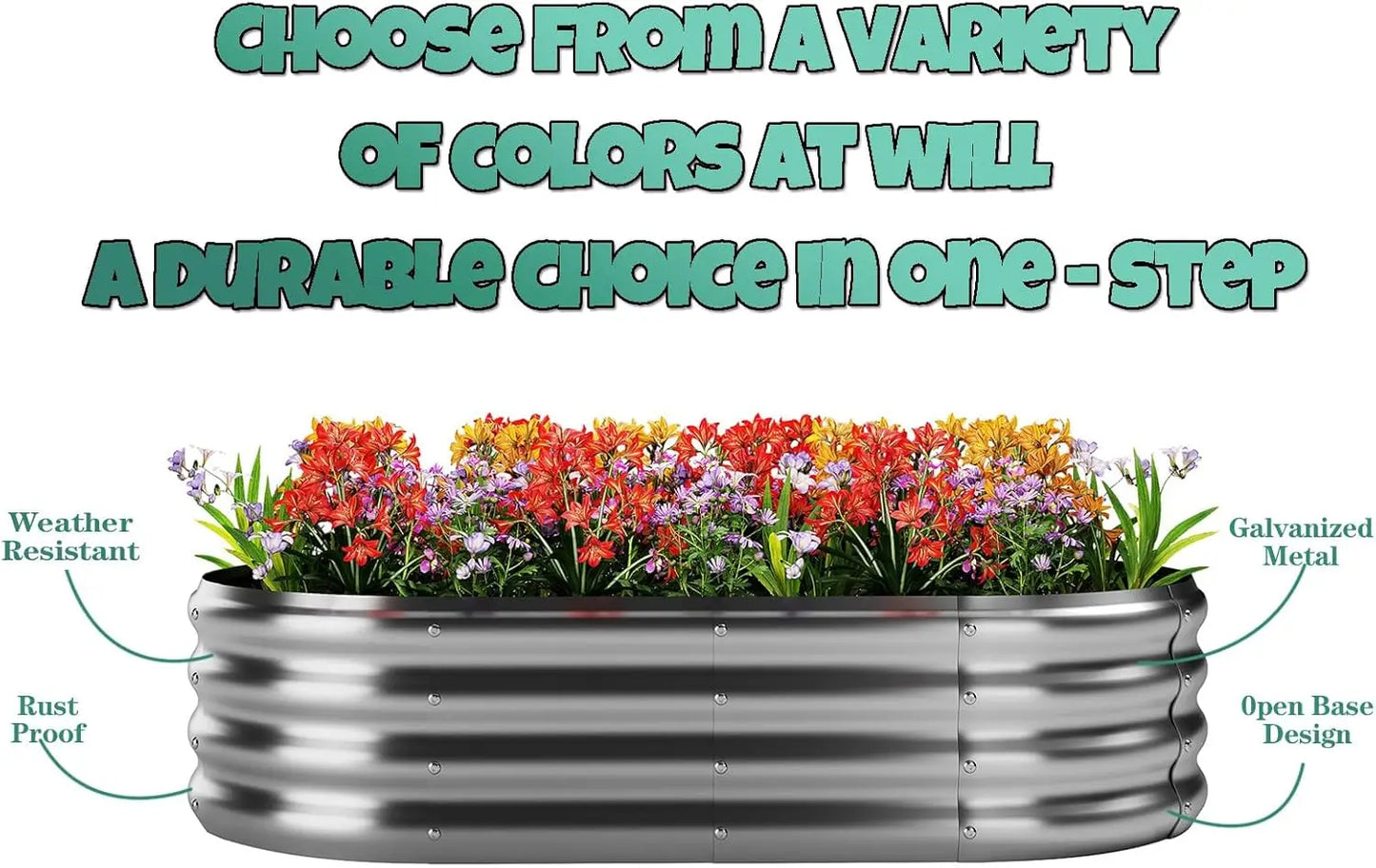 Galvanized Metal Round Raised Garden Bed Kit, 3x3x1FT Outdoor Planter Box for Gardening