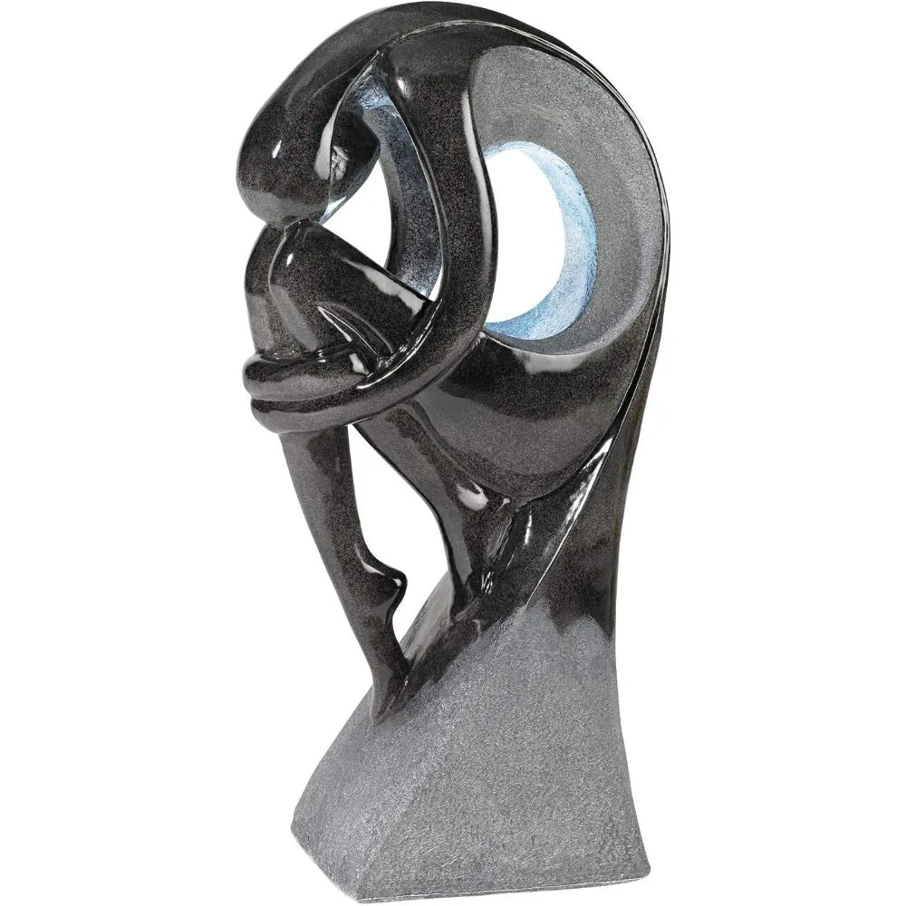 Graceful Form 43" High Large Modern Zen Indoor Outdoor Decor Resin Floor Fountain with Light LED Tall Standing Water Feature for