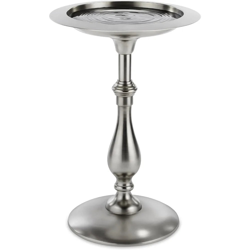 Classic Pewter Pedestal Free Standing Bird Bath for Outside Backyard, Outdoor Patio, Garden, Birdbath by Good Directions, Hummi