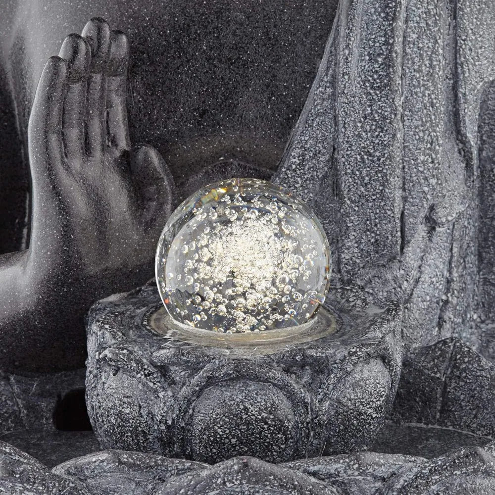 Sitting Buddha 28" High Large Zen Asian Indoor Outdoor Decor Faux Stone Floor Water Fountain with Light LED Standing Water Featu