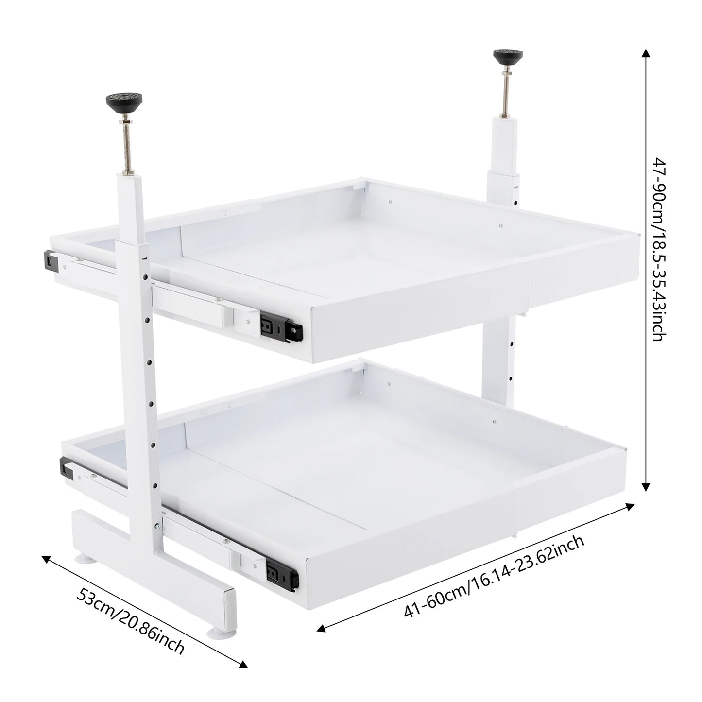 Pull-Out Pantry Organizer Multi-Tier Under Sink Sliding Cabinet Basket for Spices Utensil Organizer Blank/White