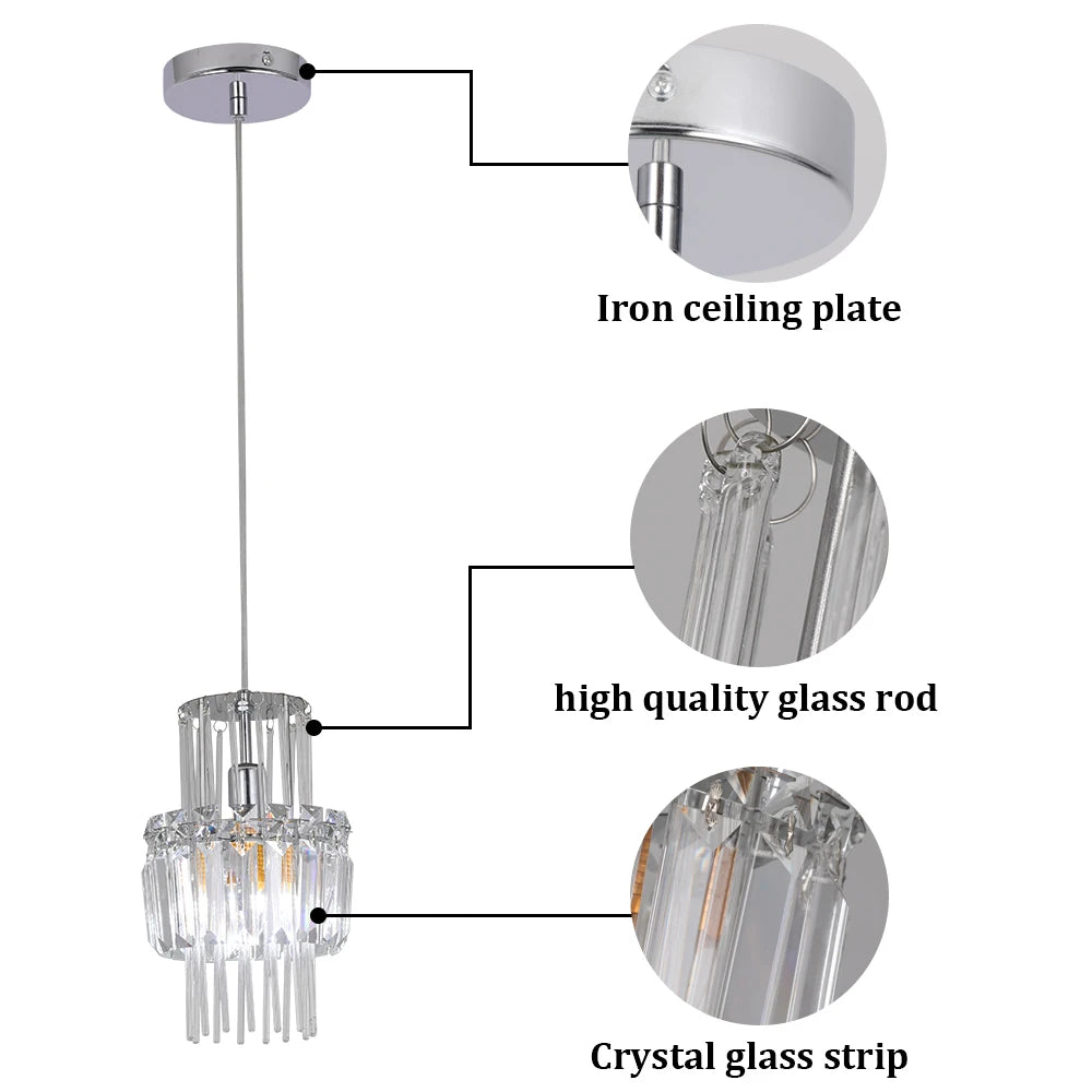 Modern Crystal Ceiling Lamp Glass Pendant Light Living Dining Room Nordic Chandelier Home Hotel Decor Luminaire Bright Fixture