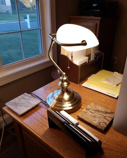 Desk lamp Table Light glass banker‘s lamp zipper switch for bedroom home stuy restaurant library office light night lamp