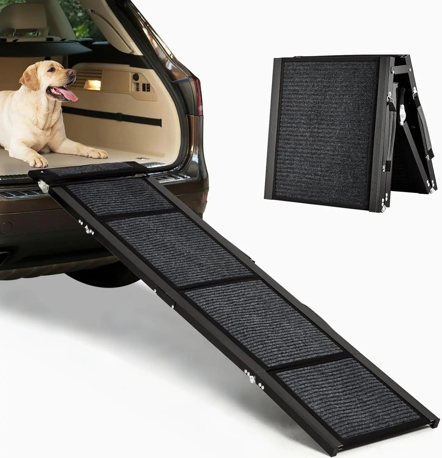 Dog Ramp for High Cars, Quad-Fold Non-Slip Ramp for Large Dogs & Seniors, Lightweight Portable Pet Ramp for SUV Truck Bed Couch