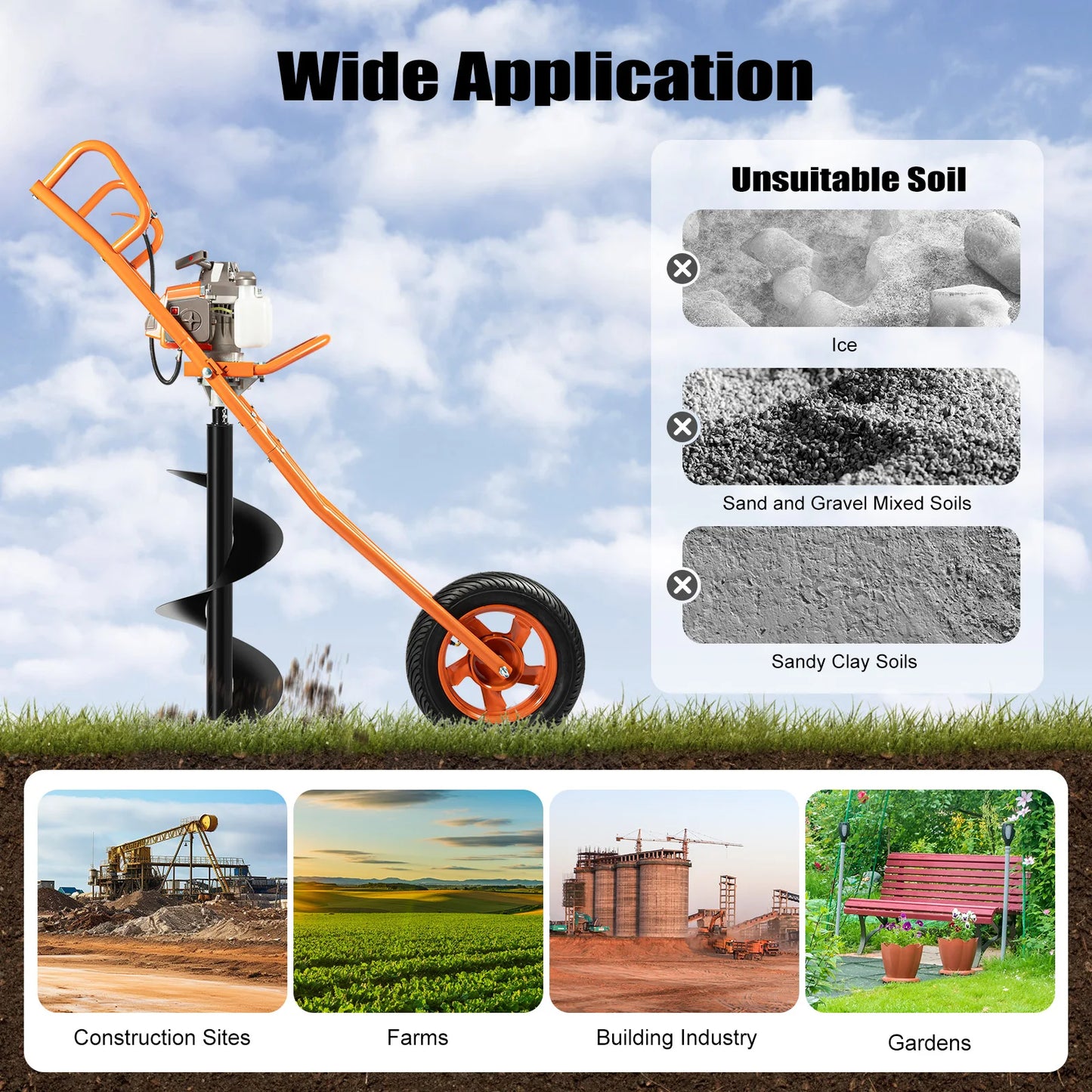 Powerful 2.2kW Digging Machine - High-Speed Engine, Sturdy Build, Efficient Drilling, Ideal for Agriculture & Forestry
