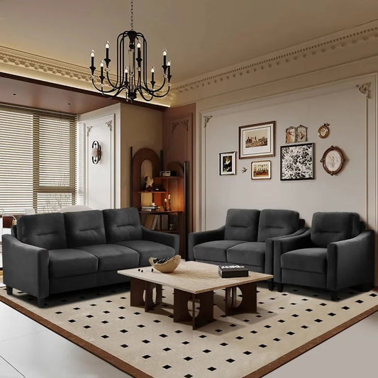 Couch Comfortable Sectional Couches set 1+2+3 dark grey