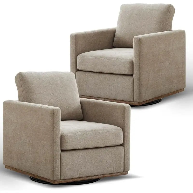 Swivel Accent Chair Set of 2, 360 Degree Square Swivel Chair for Living Room, Mid Century Modern Upholstered Barrel, Customized