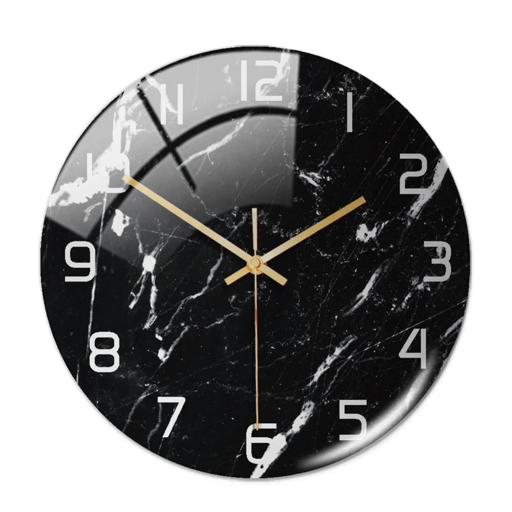30CM Wall Clock New Listing Round Marble Three-Dimensional Clock Home Decorations For Living Room Kitchen Bedroom And Office