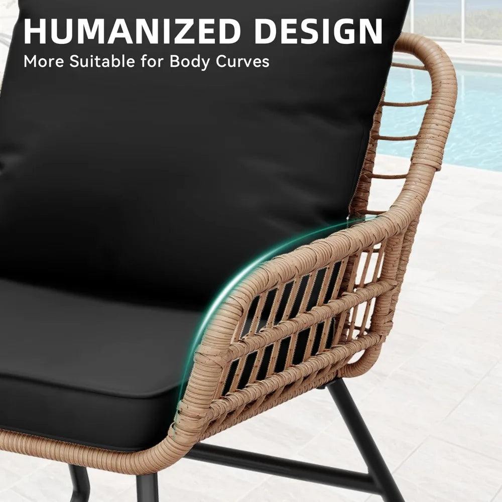 Outdoor Patio Conversation Set 4 Pieces, Wicker Furniture with Soft Cushion & Coffee Table, Rattan Bistro Set Patio Set Chairs