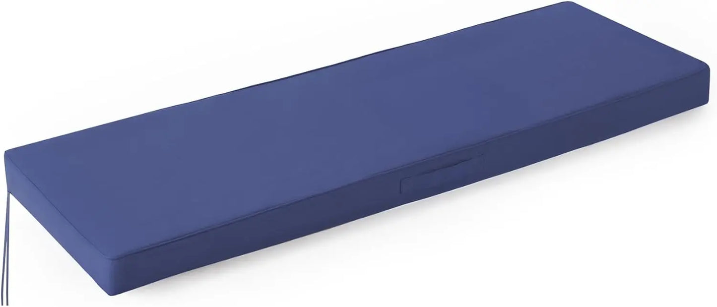 Waterproof Outdoor Bench Cushion, 48x18x3 Inch, Fade Resistant Navy Blue Seat Pad for Garden and Porch