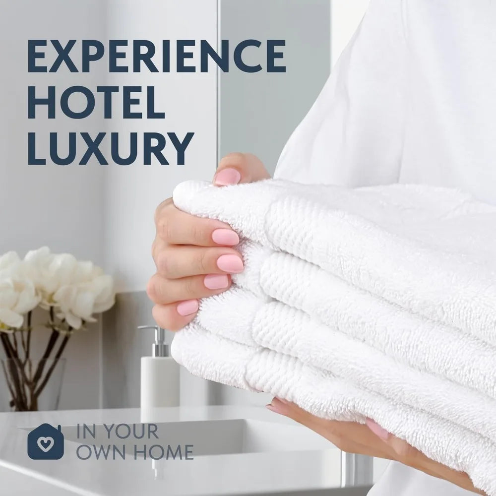 Luxury White Hand Towels - Soft 100% Turkish Cotton | Highly Absorbent Hotel spa Bathroom Towel Collection | 16x30 Inch | Set of